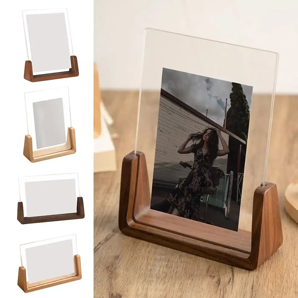 U-Shaped Acrylic and Wood Desktop Photo Frame