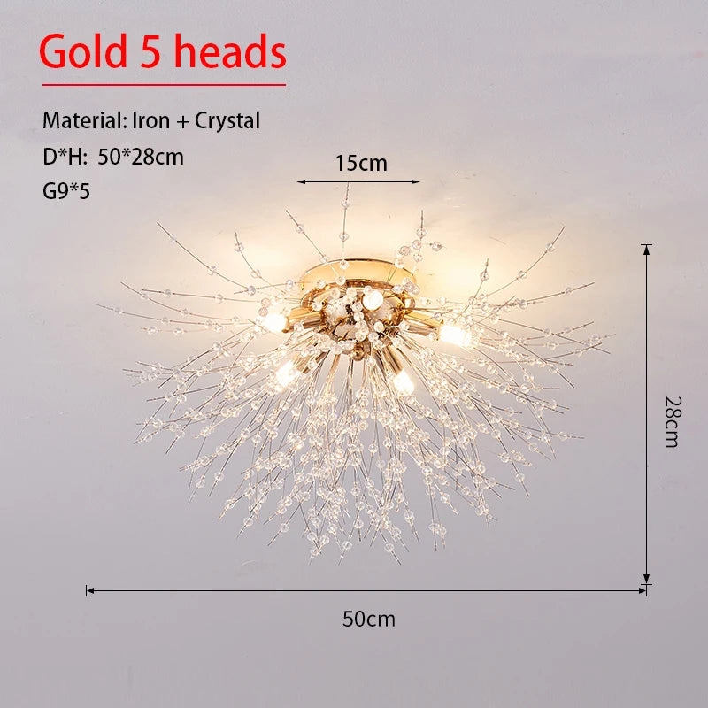 Crystal Nordic Dandelion Fireball Shape LED Ceiling Chandelier Light Living Room Bedroom – photo 8