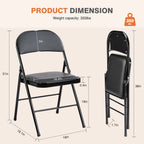 Foldable PU Leather Padded Metal Frame Dining Chair Set of 4 Outdoor Home Office