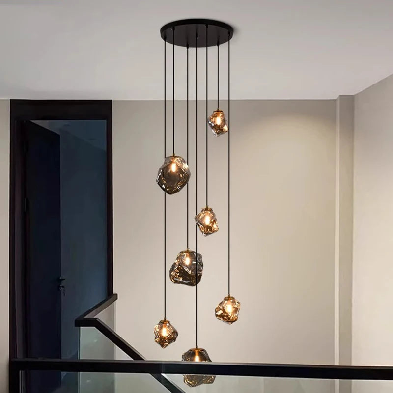 Modern LED Multi Head Staircase Chandelier Pendant Light with Remote Control – photo 3