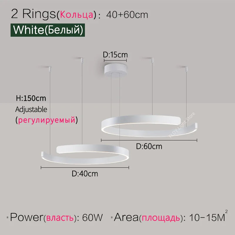 Dimmable Nordic Modern Round Ring LED Pendant Light Chandelier Living Room Bedroom – photo 24