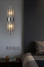 Nordic Luxury Crystal Stainless Steel Black Gold LED Wall Light – photo 7