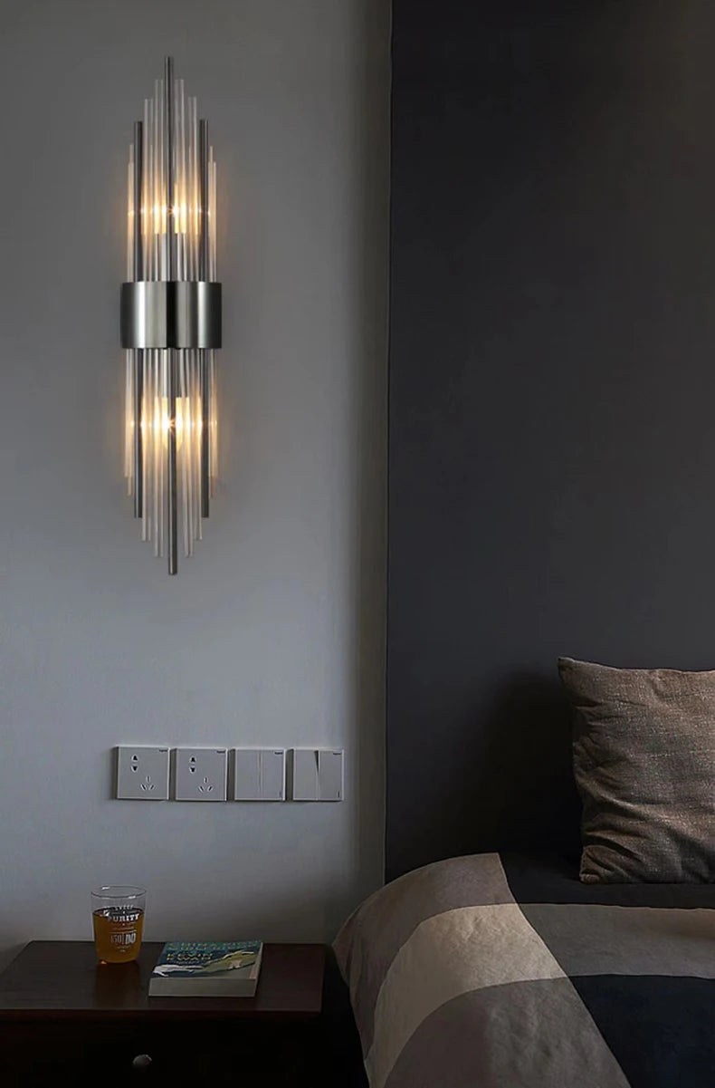 Nordic Luxury Crystal Stainless Steel Black Gold LED Wall Light – photo 7
