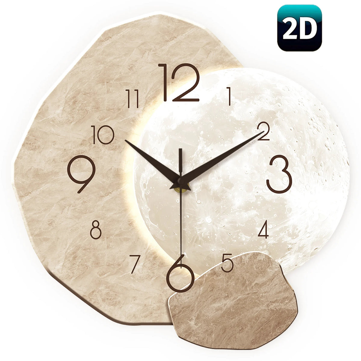 Wooden Moon Silent Quartz Wall Clock
