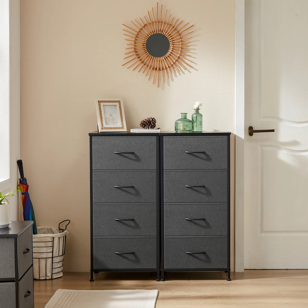 Steel Frame 4 Fabric Drawers Nightstand Wardrobe Closet Storage Cabinet Bedroom