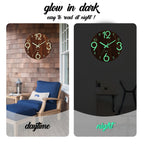 12-Inch Luminous Silent Wooden Wall Clock