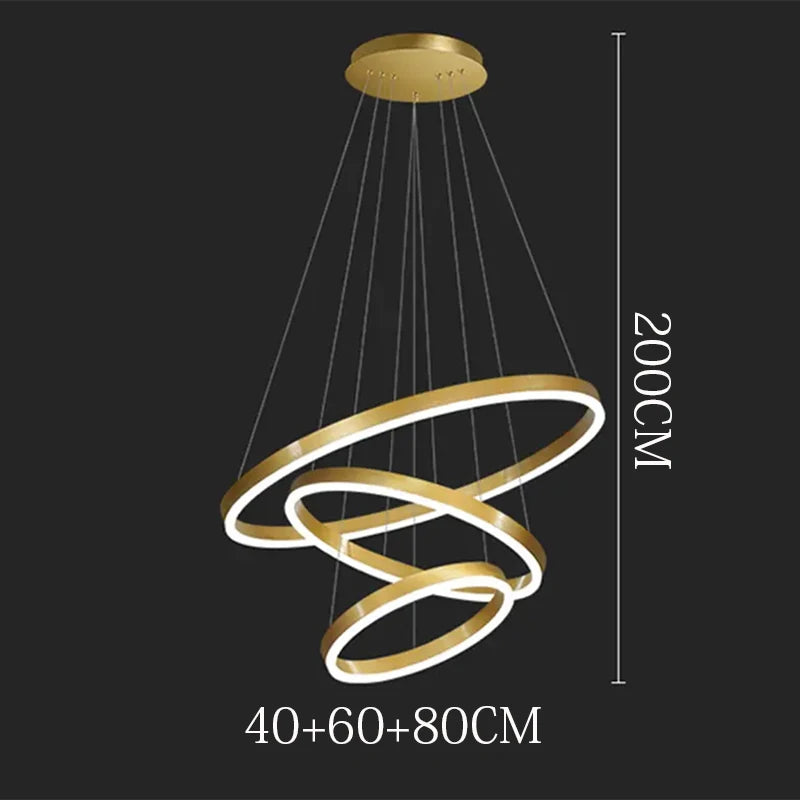 Nordic Dimmable Ring Chandelier Pendant Light with Remote