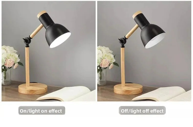 Adjustable Nordic Wooden LED Desk Lamp