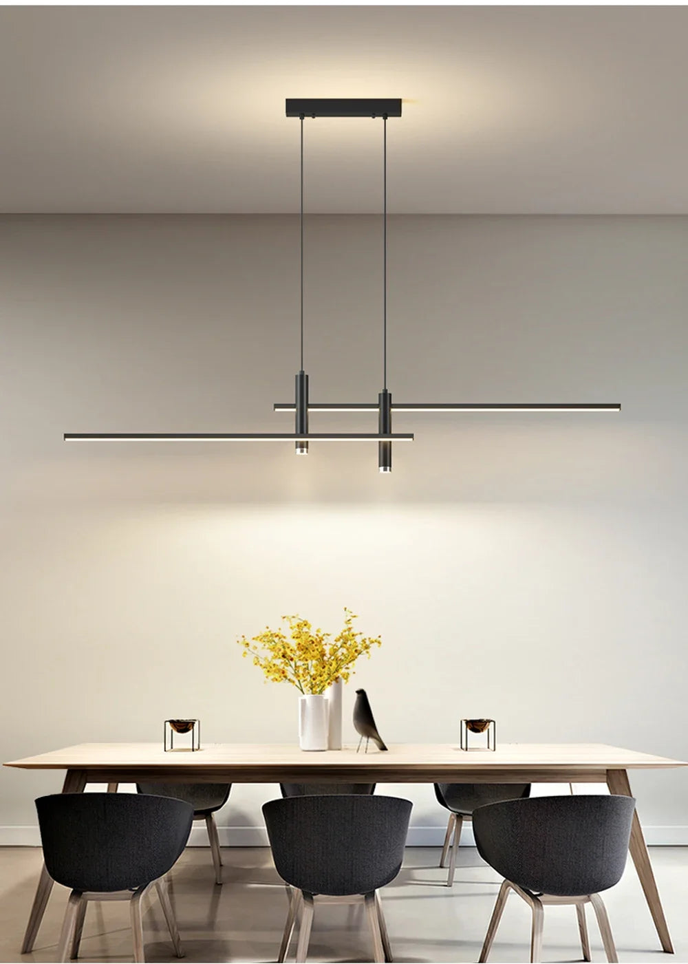 Modern Minimalist Black Gold LED Chandelier Pendant Light Stepless Dimming Remote Control – photo 22