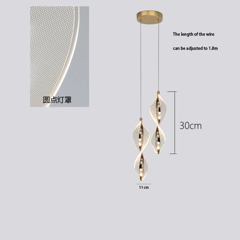 Nordic Acrylic Adjustable Color Temperature LED Pendant Light Bedroom Study – photo 8