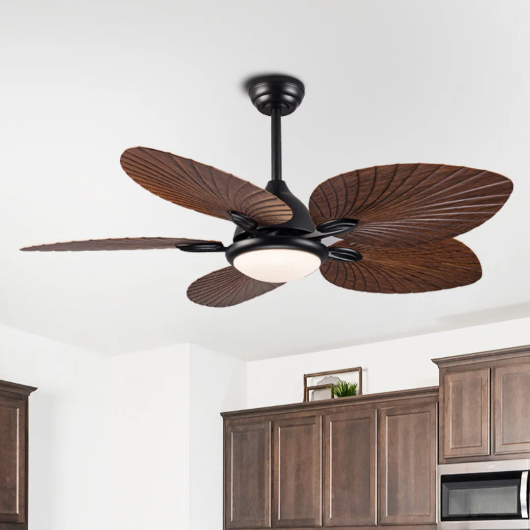 52-Inch Vintage Industrial 5-Blade LED Ceiling Fan Light with Remote Control Kitchen Dining Room
