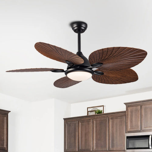 52-Inch Vintage Industrial 5-Blade LED Ceiling Fan Light with Remote Control Kitchen Dining Room