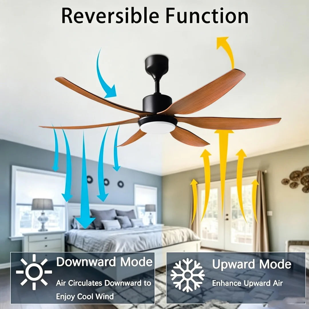 54-Inch 66-Inch Modern 6-Blade DC Motor 48W LED Ceiling Fan Light with Remote Control – photo 3