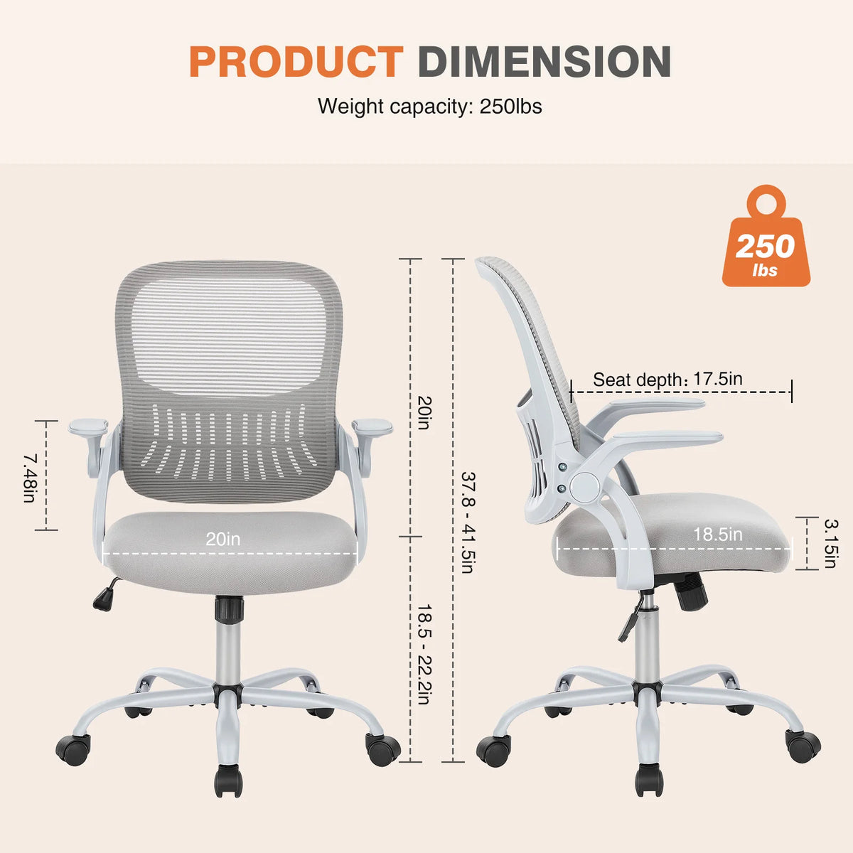 Ergonomic Adjustable Height Mesh Lumbar Support Swivel Rolling Office Gaming Chair