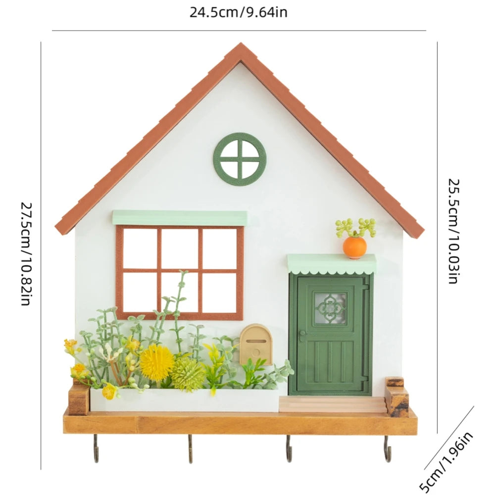Decorative Wooden Wall Hooks and Storage Shelf