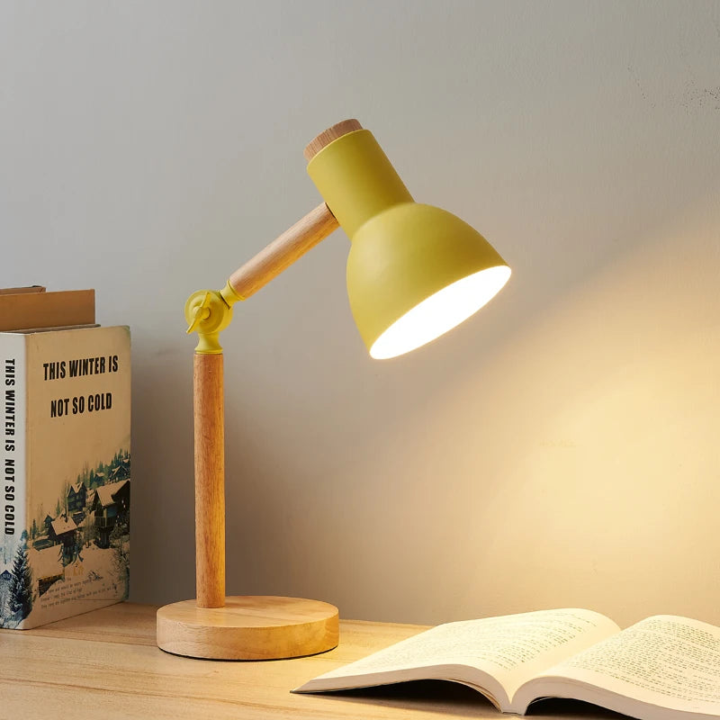 Adjustable Nordic Wooden LED Desk Lamp