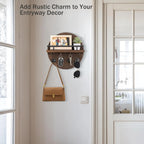 Circular Wood Key Holder, 8 Hooks & Shelf
