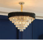 Luxury Black Gold Crystal Round LED Chandelier Pendant Light Tricolor – photo 11