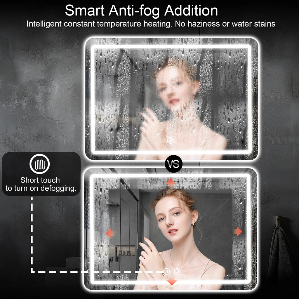 Dimmable Anti Fog Rectangle LED Wall Mounted Vanity Bathroom Mirror – photo 2