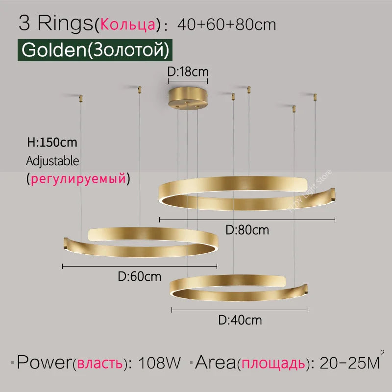 Dimmable Nordic Modern Round Ring LED Pendant Light Chandelier Living Room Bedroom – photo 12
