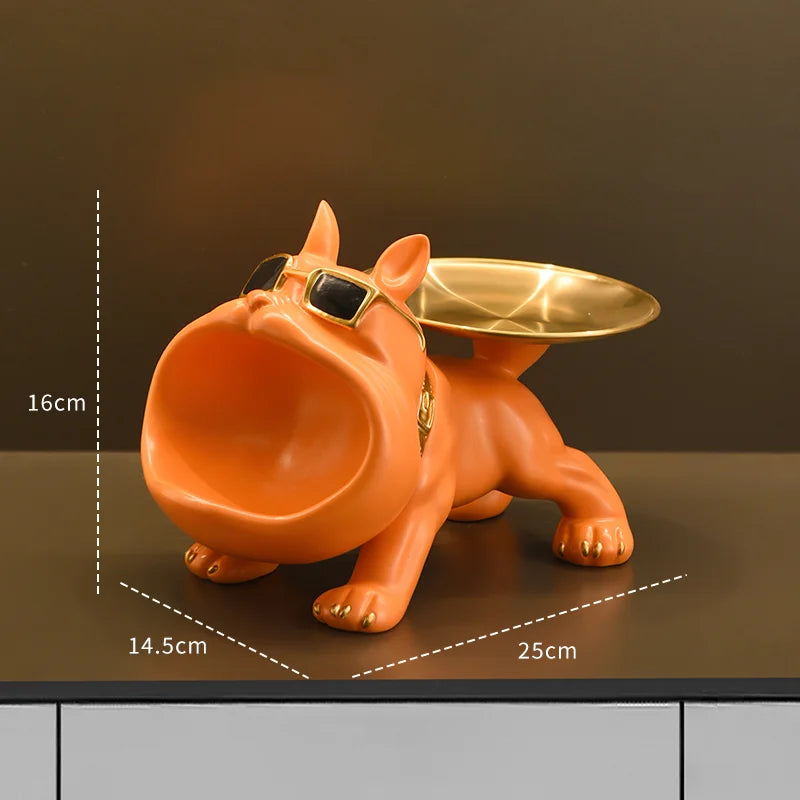Resin Bulldog Statue with Storage Tray