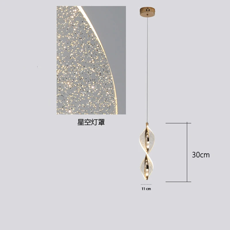 Nordic Acrylic Adjustable Color Temperature LED Pendant Light Bedroom Study – photo 7