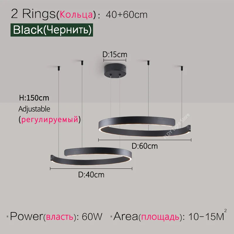 Dimmable Nordic Modern Round Ring LED Pendant Light Chandelier Living Room Bedroom – photo 15