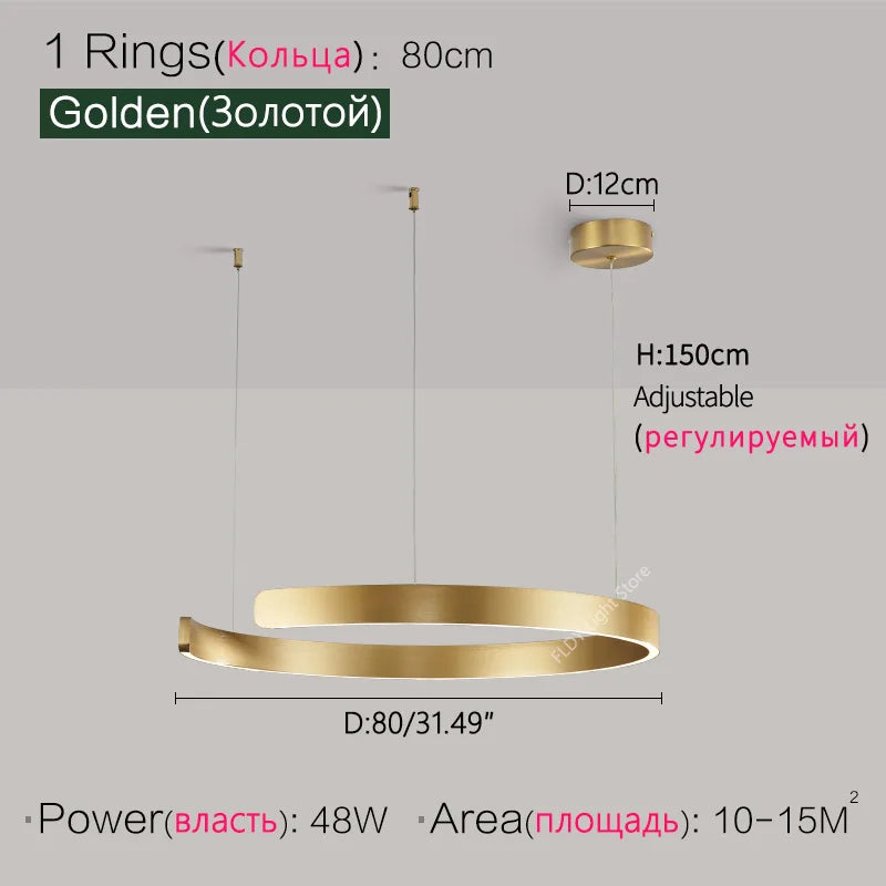 Dimmable Nordic Modern Round Ring LED Pendant Light Chandelier Living Room Bedroom – photo 8