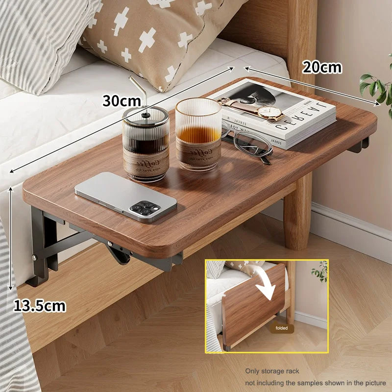 Foldable Collapsible Wood Under Bed Bedside Shelf Storage Organizer Dorm Bunk Bed