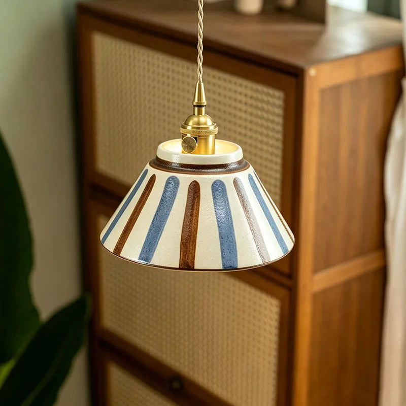 Chinese Retro Glazed Ceramic Blue and White Pendant Light Nostalgic Tea Room – photo 10