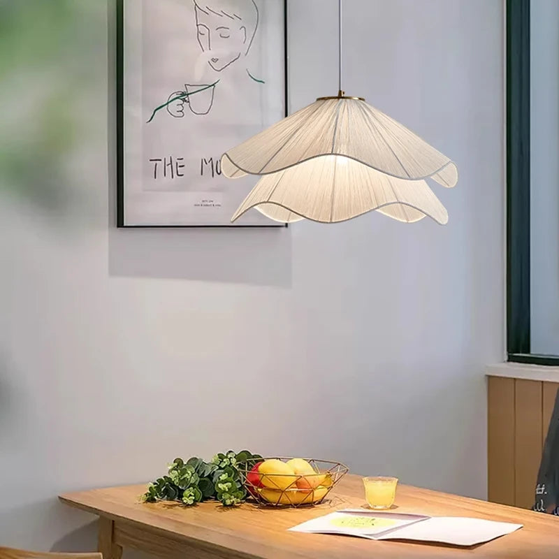 Nordic Wabi Sabi Fabric LED Chandelier Pendant Light Living Room Bedroom – photo 4