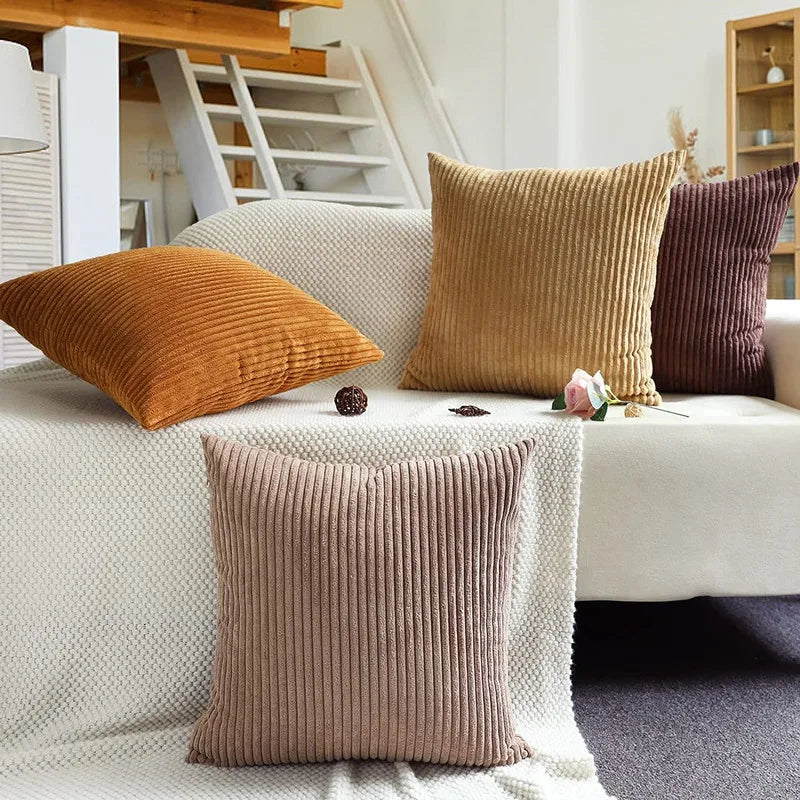 Corduroy Striped Throw Pillow Cover