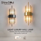 Nordic Luxury Crystal Stainless Steel Black Gold LED Wall Light