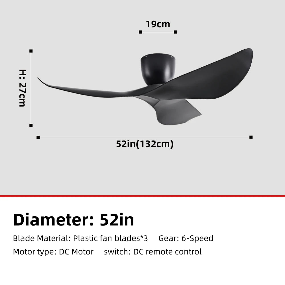 52-Inch 60-Inch Vintage Industrial DC Motor Ceiling Fan with Remote Control