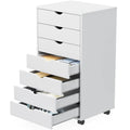 Modern Morocco Wood Rolling 7 Drawer Storage Chest Dresser Cabinet Wheels