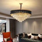 Luxury Black Gold Crystal Round LED Chandelier Pendant Light Tricolor – photo 2