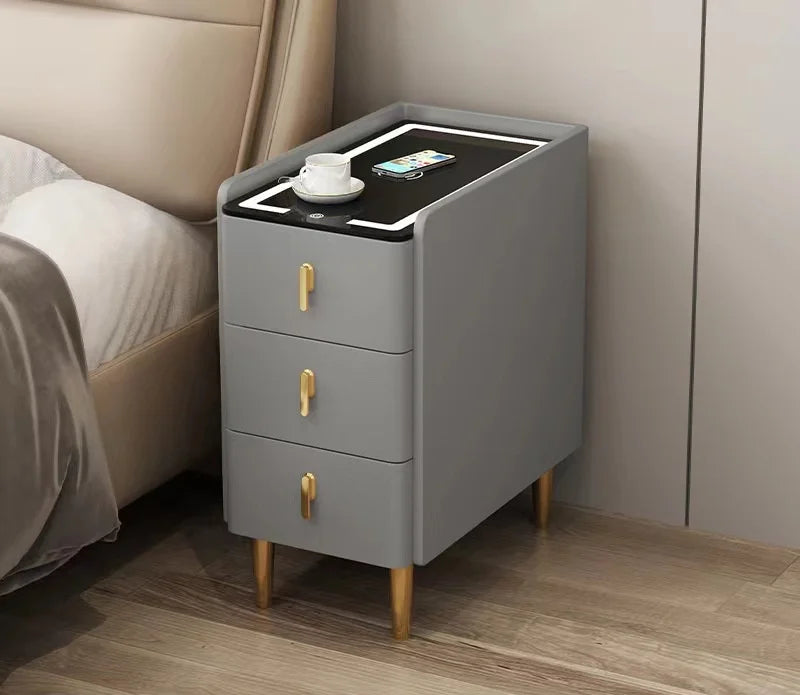 Wireless Charging LED USB Solid Wood Nordic 3 Drawer Nightstand Bedside Table Bedroom – photo 7