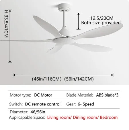 56-Inch Modern Energy Efficient DC Motor Ceiling Fan with Remote Control
