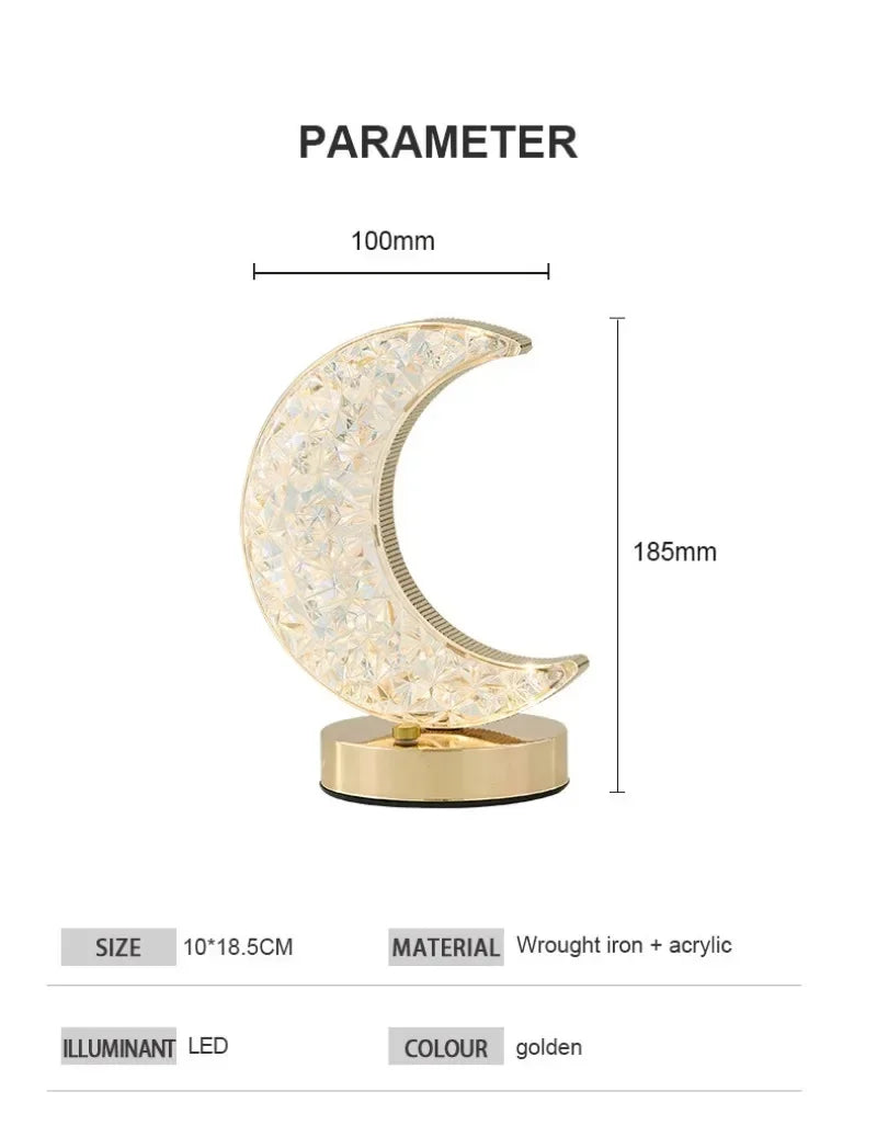 Crystal Moon Touch-Dimming USB Bedside Lamp