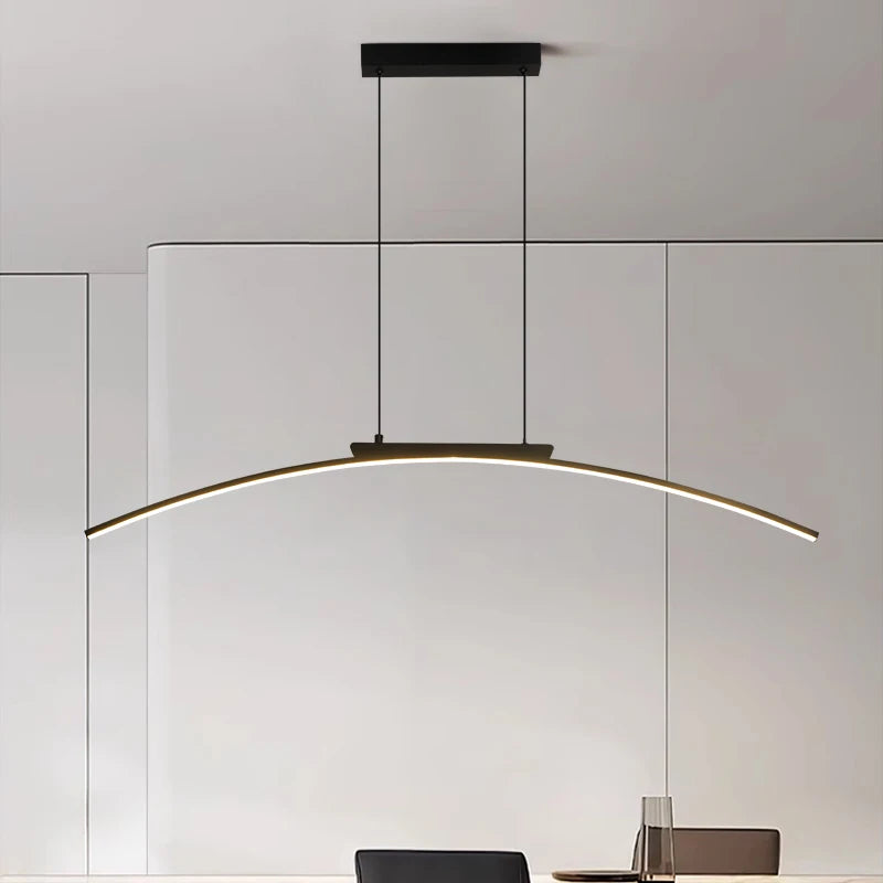 Contemporary Sleek LED Arc Adjustable Brightness Pendant Light with App Dimming – photo 2