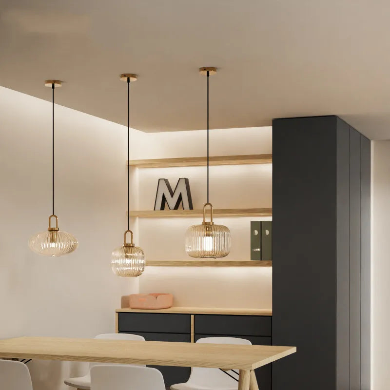 Modern Striped Glass Single Pendant Light