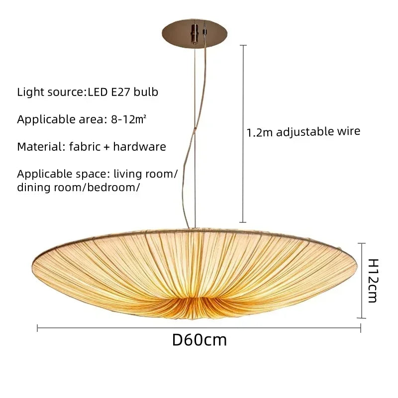 Japanese Wabi Sabi Nordic Fabric LED Pendant Chandelier Living Room Bedroom – photo 10
