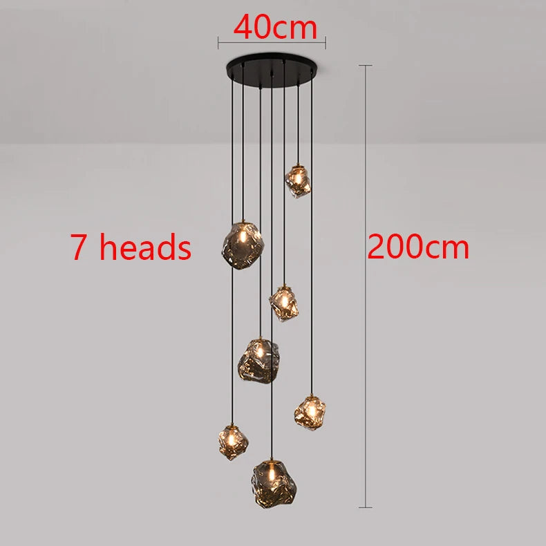 Modern LED Multi Head Staircase Chandelier Pendant Light with Remote Control – photo 10
