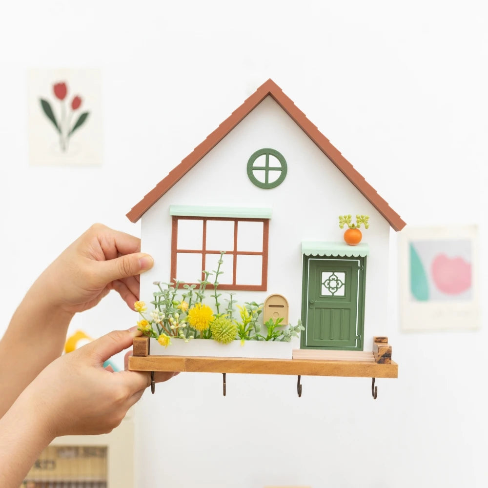 Decorative Wooden Wall Hooks and Storage Shelf
