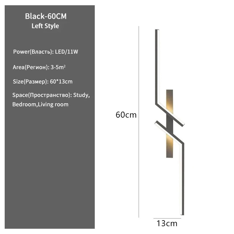 Minimalist Aluminum Strip LED Wall Sconce Light Bedroom Living Room TV Background – photo 13