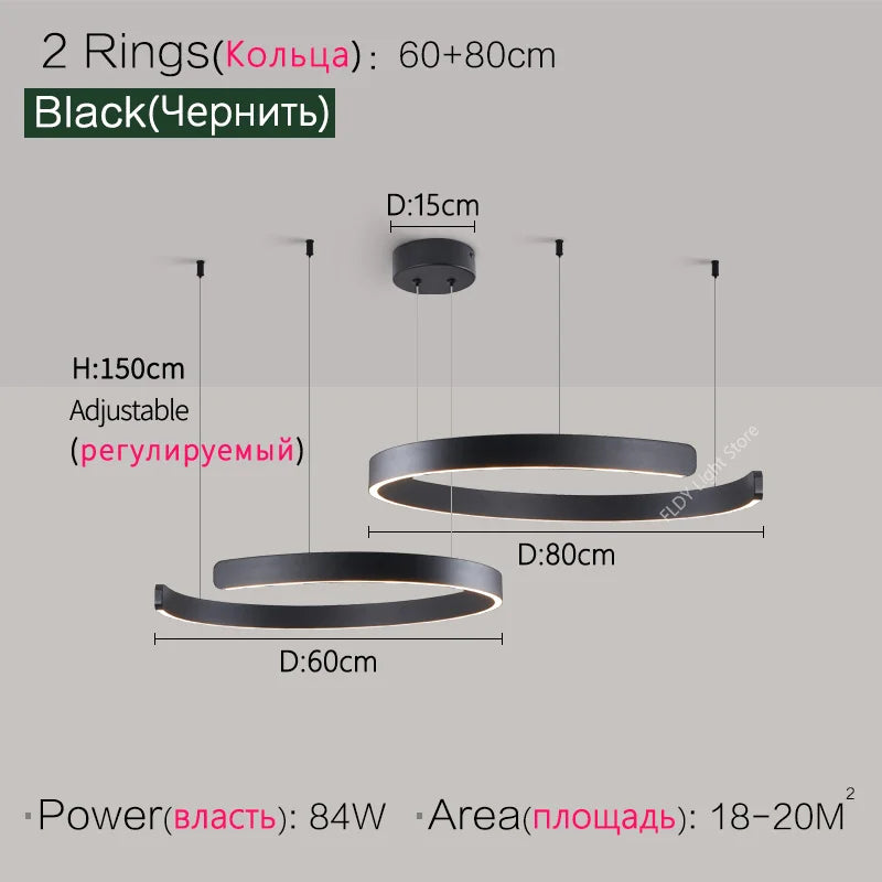 Dimmable Nordic Modern Round Ring LED Pendant Light Chandelier Living Room Bedroom – photo 17