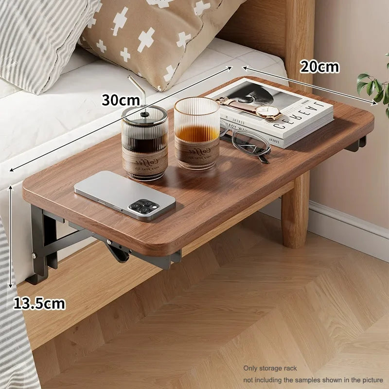Foldable Collapsible Wood Under Bed Bedside Shelf Storage Organizer Dorm Bunk Bed