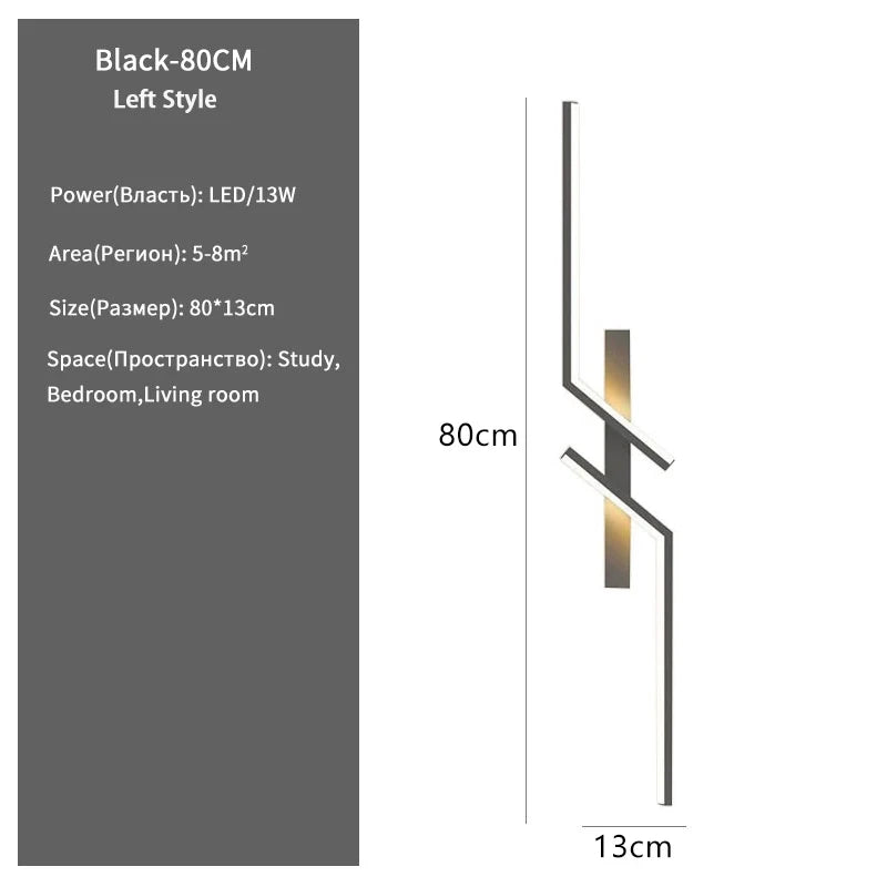 Minimalist Aluminum Strip LED Wall Sconce Light Bedroom Living Room TV Background – photo 14