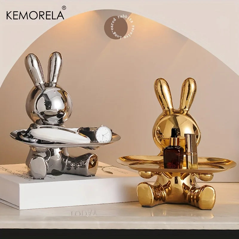 Ceramic Rabbit Key and Accessory Storage Figurine