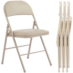 Foldable PU Leather Padded Metal Frame Dining Chair Set of 4 Outdoor Home Office